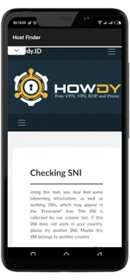 Howdy Host Finder SNI Hosts android App screenshot 1